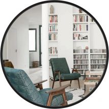 Miroir Mural Suspendu, Miroir Rond en Verre hd pour décorer, Salle de Bain, Salon Chambre Noir,40x40cm