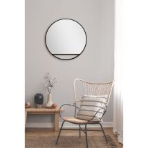 Miroir mural Talos Black Hole Matt ø 60 cm - miroir de salle de bain avec cadre en aluminium de haute qualité en noir mat - miroir de salle de bain