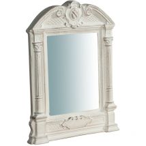 Biscottini - Miroir Mural à accrocher en bois finition blanche vieillie aux dimensions L23XPR3,5XH43 cm Made in Italy