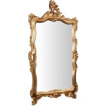Biscottini - Miroir Mural à accrocher en bois finition feuille or vieilli aux dimensions L66xPR7xH118 cm Made in Italy