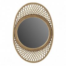 Miroir ovale Lune avec cadre bambou naturel