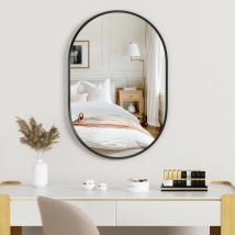 Ctlite - Miroir Ovale 60 x 90cm,Miroir Mural avec cadre en métal Noir,miroir de vanité mural pour salle de bains,salon,chamb,Le porche