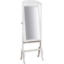 Biscottini - Miroir pivotant au sol en bois massif de tilleul massif, finition blanc antique L61xPR45xH172 cm Made in Italy