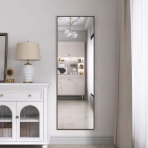 Tanant - Miroir sur pied 165x60 cm, grand miroir de sol, miroir sur pied, chambre murale, dressing et miroir mural à cadre fin - Noir