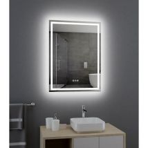 Eiffel Art Construction - Miroir rectangle, led 80x60 cm avec variateur de lumière - ambiance