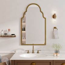 Miroir rectangulaire, 61x101CM Miroir rectangulaire en bronze, miroir mural avec cadre en métal, miroir de salle de bain pour mur, pour salle de