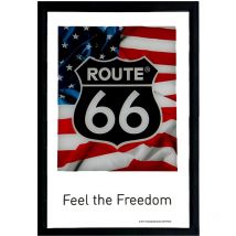 Miroir rectangulaire sérigraphié route 66 - feel the freedom