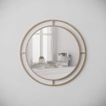 Toscohome - Miroir rond de 57 cm avec double cadre en métal doré - Bubble