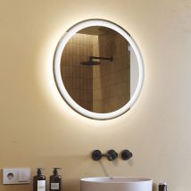 Artforma - Miroir Rond De Salle De Bain 60x60 cm Moderne led Miroir Mural Rond Miroir Illumination led Eclairage Salle De Bain OKR076 Blanc Froid