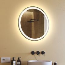 Artforma - Miroir Rond De Salle De Bain 60x60 cm Moderne led Miroir Mural Rond Miroir Illumination led Eclairage Salle De Bain OKR076 Blanc Neutre
