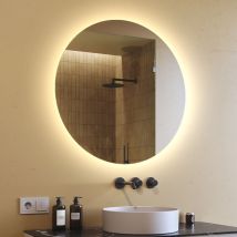 Artforma - Miroir Rond De Salle De Bain 80x80 cm Moderne led Miroir Mural Rond Miroir Illumination led Eclairage Salle De Bain OKR082 Blanc Neutre