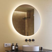 Artforma - Miroir Rond De Salle De Bain 80x80 cm Moderne led Miroir Mural Rond Miroir Illumination led Eclairage Salle De Bain OKR082 Blanc Froid