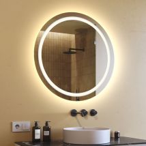 Artforma - Miroir Rond De Salle De Bain 80x80 cm Moderne led Miroir Mural Rond Miroir Illumination led Eclairage Salle De Bain OKR033 Blanc Neutre
