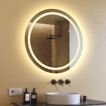 Artforma - Miroir Rond De Salle De Bain 80x80 cm Moderne led Miroir Mural Rond Miroir Illumination led Eclairage Salle De Bain OKR033 Blanc Chaud