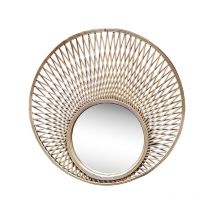 Miroir rond décalé en bambou 80cm