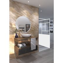 Aurys - Miroir rond décoratif avec cadre blanc en alu - 80 cm - Fabrication Française normandie