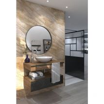 Aurys - Miroir rond décoratif avec cadre noir en alu - 80 cm - Fabrication Française normandie