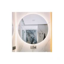 Foxydry - Miroir Rond Illuminé Mural, Miroir Salle de Bain Mural, Miroir Rond sans Cadre avec led, diamètre 90 cm - Gris