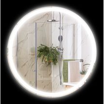 Kleankin - Miroir rond lumineux led de salle de bain 29 w ø 60 cm tactile antibuée blanc argent