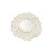 Miroir rond macramé 50x50x7 cm - Beige Silumen