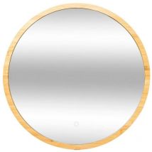 Miroir rond mural led bambou 57 cm