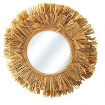 Miroir rond raphia D48