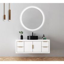 Mice Collection - Miroirs ronds rétroéclairés - Miroir rond, contour sablé, lumière froide - Miroir avec lumière led pour Salle de Bain, Chambre,