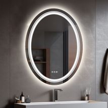 Luvodi - Miroir Salle de Bain led Ovale avec Éclairage Intégré Miroir Mural Lumineux Anti-buée avec Lumière Blanche Froid / Banche Chaud - 60x80 cm