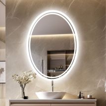 Luvodi - Miroir Salle Bain led Mural - Miroir Salle de Bain Lumineux Oval Anti buee avec Interrupteur Tactile - 60 x 80 cm