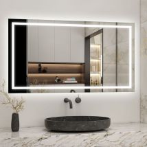 Miroir salle de bain led anti-buée, avec éclairage led 140 x 70cm réversible IP44 commande par effleurement