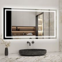 Miroir salle de bain led anti-buée, avec éclairage led 110 x 80cm réversible IP44 commande par effleurement
