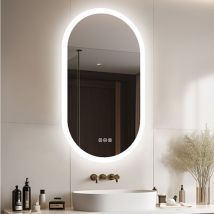 Luvodi - Miroir Salle de Bain led - Miroir Mural Avec Éclairage Intégré Miroir Lumineux Anti Buée 4 Interrupteurs Tactiles - Oval 120x60cm