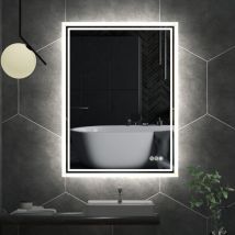 Miroir Salle de Bain led - Miroir Mural Salle de Bain Lumineux Anti-Buée Horizontal / Vertical avec Eclairage Interrupteur Tactile pour Maquillage