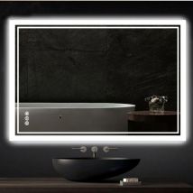 Miroir Salle de Bain LED - Miroir Mural Salle de Bain Lumineux Anti-Buée Horizontal / Vertical avec Eclairage Interrupteur Tactile pour Maquillage