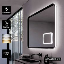 Ledimex - Miroir Led duomo Noir 120X80cm - t° Led Variable Rétro-éclairé & Frontal - Tactiles On/Off & Anti-Buée - Zone X3