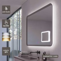 Ledimex - Miroir Led duomo Gris 120X80cm - t° Led Variable Rétro-éclairé & Frontal - Tactiles On/Off & Anti-Buée - Zone X3
