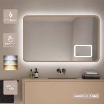 Miroir Led DUOMO Moka 80X80cm - T° Led Variable Rétro-éclairé & Frontal - Tactiles On/Off & Anti-Buée - Zone X3 - LEDIMEX