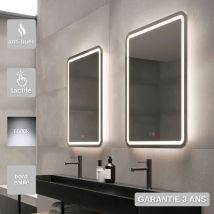 Ledimex - Miroir Salle de Bain grecia - 90x80cm - Led Rétro-éclairé & Diffusion Frontal - Tactiles On/Off & Anti-Buée
