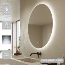 Ledimex - Miroir Salle de Bain lisboa - Ø80 - Led Rétro-Éclairé (6500K) - Tactiles On/Off & Anti-Buée