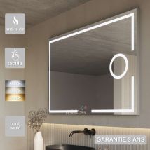 Ledimex - Miroir Salle de Bain malta - 80x80cm - t° Led Variable - Tactiles On/Off & Anti-Buée & Zone Grossissant X5