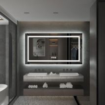Luvodi - Miroir Salle de Bain Lumineux -Anti-Buée avec Eclairage Interrupteur Tactile - 100 x 60 cm