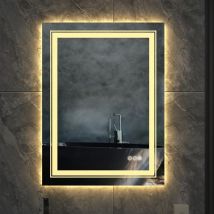 Luvodi - Miroir Salle de Bain Lumineux - Miroir Mural - 70 x 50 cm