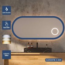 Ledimex - Miroir Led rimini Bleu 100X55cm - t° Led Variable Rétro-éclairé & Frontal - Tactiles On/Off & Anti-Buée - Zone X3