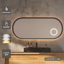Ledimex - Miroir Led rimini Gris 100X55cm - t° Led Variable Rétro-éclairé & Frontal - Tactiles On/Off & Anti-Buée - Zone X3