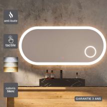 Ledimex - Miroir Led rimini Blanc120X55cm - t° Led Variable Rétro-éclairé & Frontal - Tactiles On/Off & Anti-Buée - Zone X3