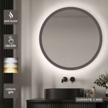 Ledimex - Miroir Salle de Bain torino Gris Ø100cm - t° Led Variable Rétro-éclairé & Frontal - Tactiles On/Off & Anti-Buée