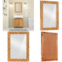 Miroir salle de bain marron 50x70x3cm bois de manguier et verre - Miroir Salle De Bain - Miroir Mural - Miroir Décoratif - Miroir Design - Miroir