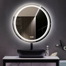 Luvodi - Miroir Salle de Bain led Rond - Miroir Mural Lumineux Rond Sal de Bain avec Eclairage Integre Anti buee pour Maquillage Salle de Bain