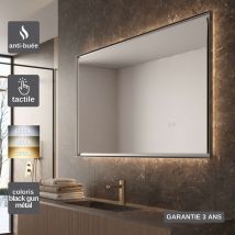 Ledimex - Miroir Salle de Bain california - 100x80cm - Noir bgm - t° Led Variable - Tactiles On/Off & Anti-Buée