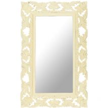 Hommoo - Furniture Limited - Miroir sculpté à la main Blanc 80x50 cm Bois